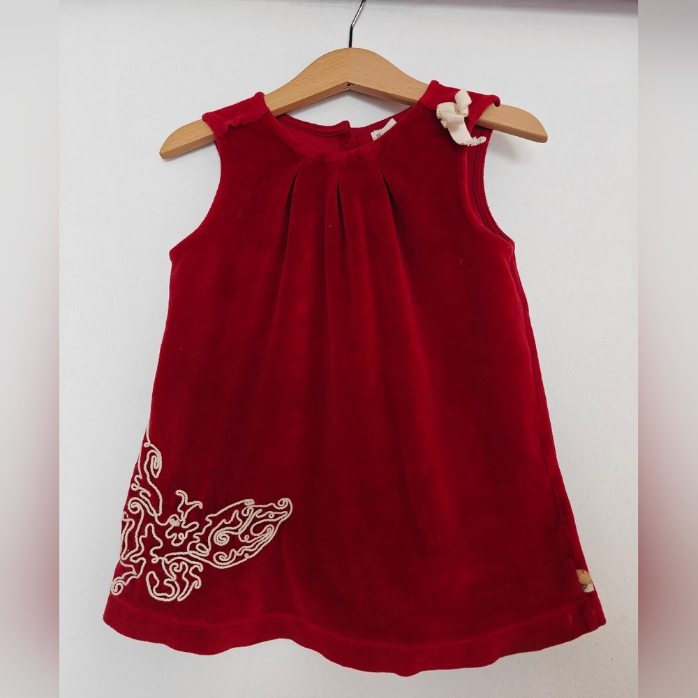 Burt's Bees Kids 100% Cotton Corduroy Christmas Toddler Red Dress Size 3T